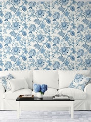 Galerie Blue French Country Floral Print 10M Wallpaper - Image 1 of 2