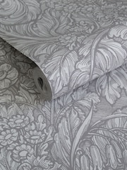 Laurence Llewelyn-Bowen Silver Grey Hedgerovia Floral Print 10M Wallpaper - Image 3 of 4
