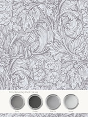 Laurence Llewelyn-Bowen Silver Grey Hedgerovia Floral Print 10M Wallpaper - Image 4 of 4