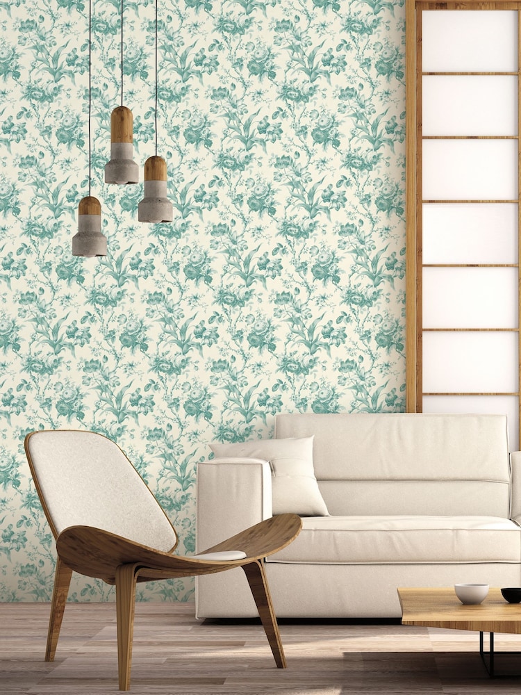 Galerie Blue French Country Floral Print 10M Wallpaper - Image 1 of 2