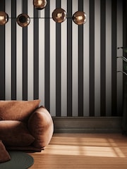 Style Sisters Black Medium Stripe 10M Wallpaper - Image 1 of 3
