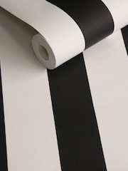 Style Sisters Black Medium Stripe 10M Wallpaper - Image 3 of 3