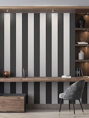 Style Sisters Black Wide Stripe 10M Wallpaper - Image 1 of 3