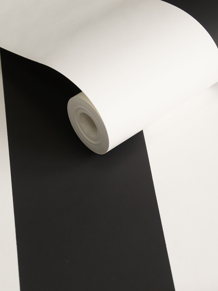 Style Sisters Black Wide Stripe 10M Wallpaper - Image 3 of 3