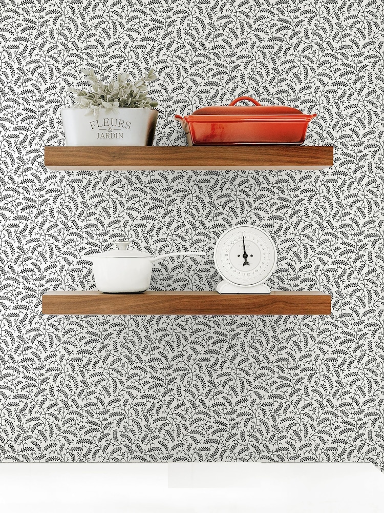 Galerie Black French Country Leaf 10M Wallpaper - Image 1 of 2