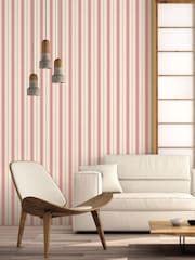 Galerie Pink French Country Stripe 10M Wallpaper - Image 1 of 2