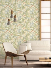Galerie Green Sommarang 2 Floral Print 10M Wallpaper - Image 1 of 2