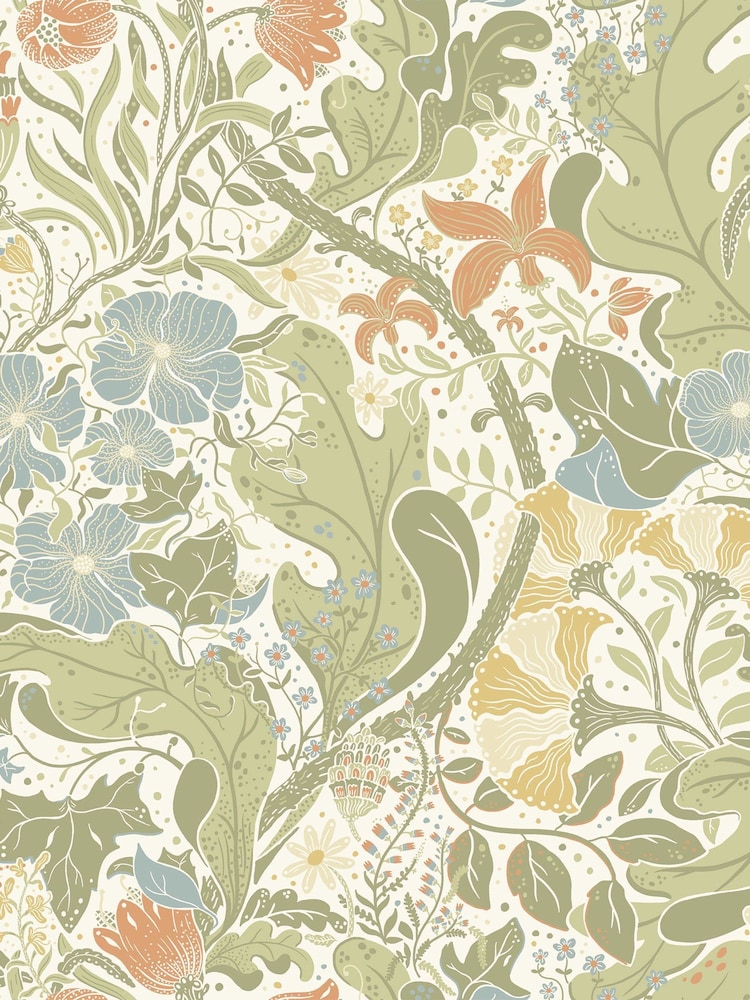 Galerie Green Sommarang 2 Floral Print 10M Wallpaper - Image 2 of 2