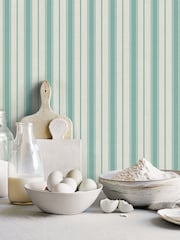 Galerie Blue French Country Stripe 10M Wallpaper - Image 1 of 2