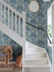 Galerie Blue Sommarang 2 Floral Print 10M Wallpaper - Image 3 of 3