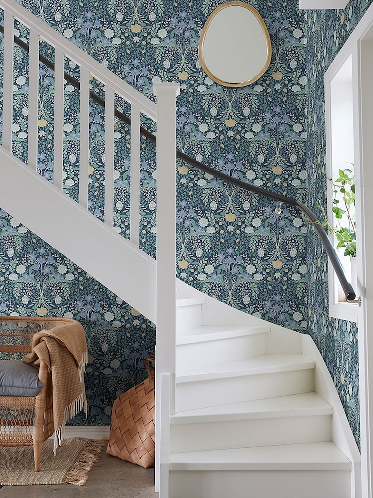 Galerie Blue Sommarang 2 Floral Print 10M Wallpaper - Image 3 of 3