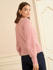 Love & Roses Mysig topp med spetsiga ärmar och krage - Bild 4 av 4