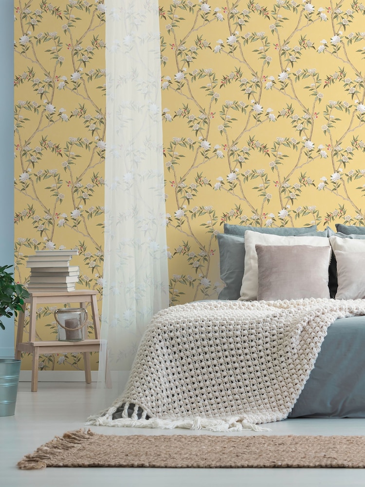 Galerie Yellow Spring Blossom Chinoiserie 10M Wallpaper - Image 1 of 2