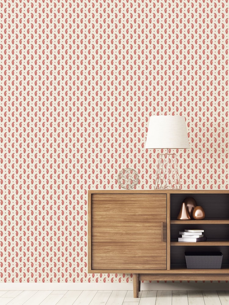 Galerie Red French Country Motif 10M Wallpaper - Image 1 of 2