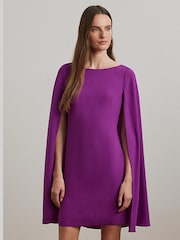Lauren Ralph Lauren Purple Petra Cape Georgette Mini Dress - Image 1 of 8