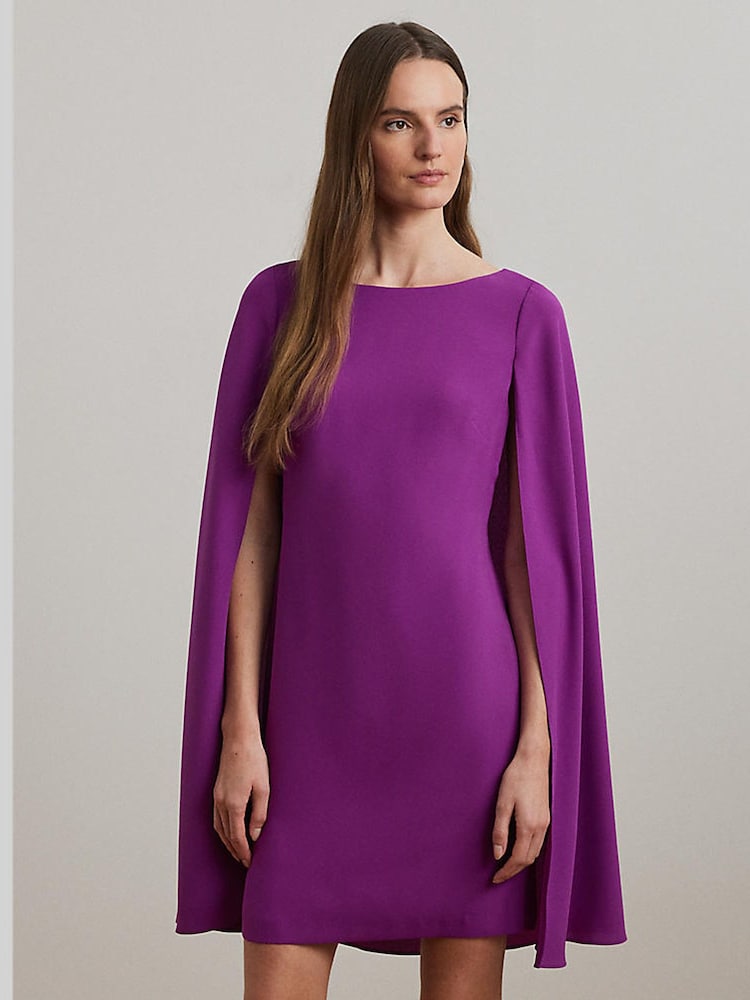 Lauren Ralph Lauren Purple Petra Cape Georgette Mini Dress - Image 1 of 8