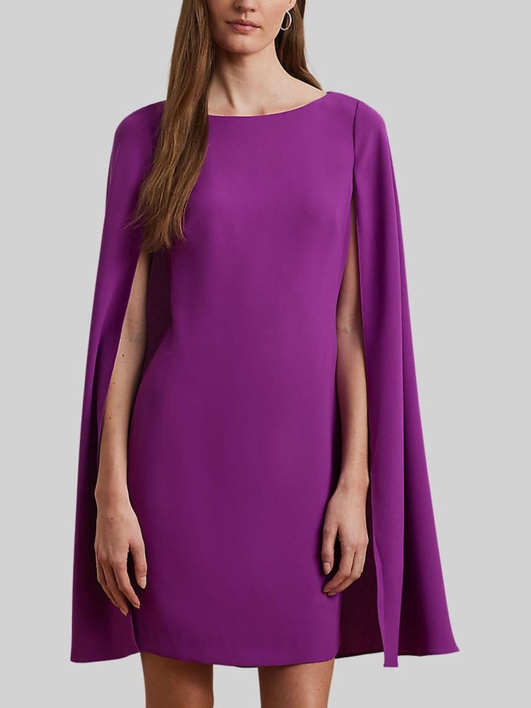 Lauren Ralph Lauren Purple Petra Cape Georgette Mini Dress - Image 2 of 8