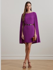 Lauren Ralph Lauren Purple Petra Cape Georgette Mini Dress - Image 7 of 8