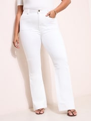 بيج فاتح - بنطلون جينز بكشكشة وبجيوب مع خصر مرتفع من Friends Like These - صورة 2 من 4