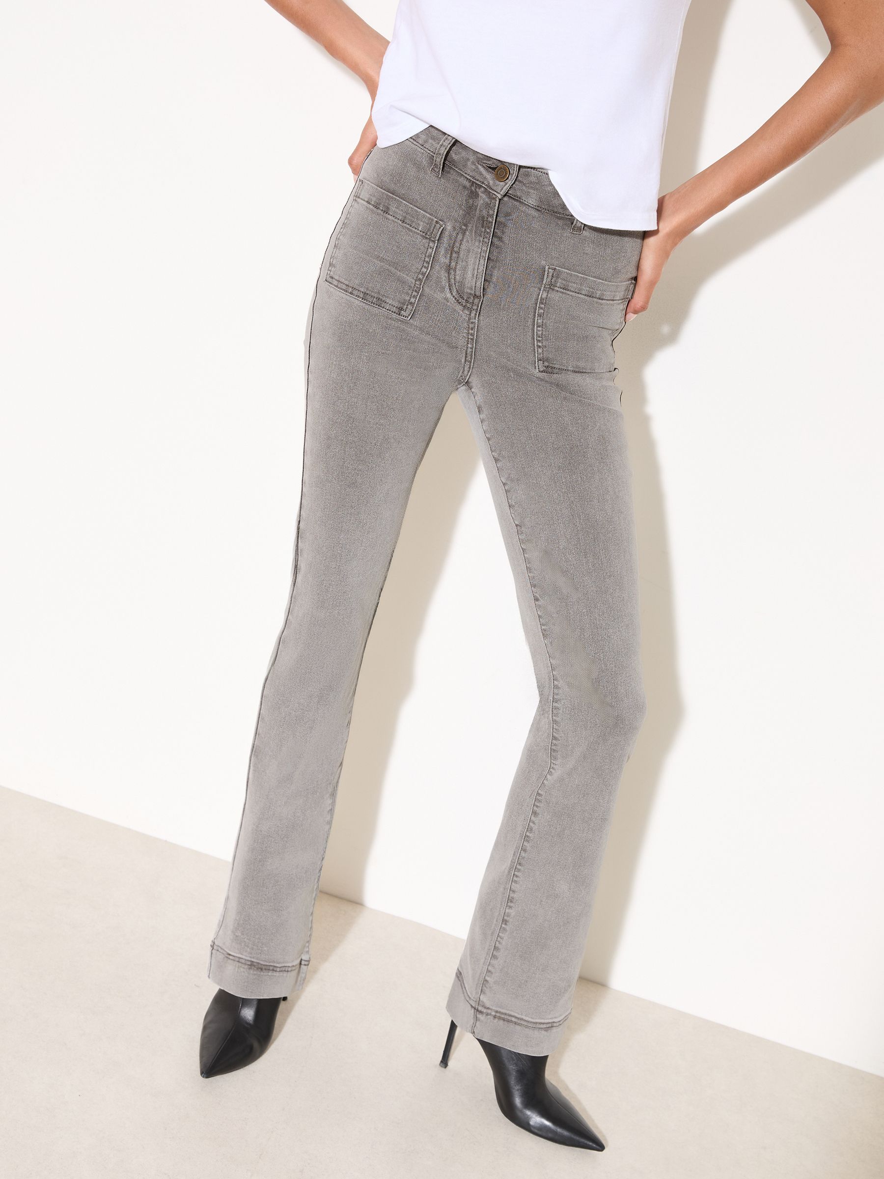 Buy Friends Like These Light Grey Petite High Waist Pocket Flare