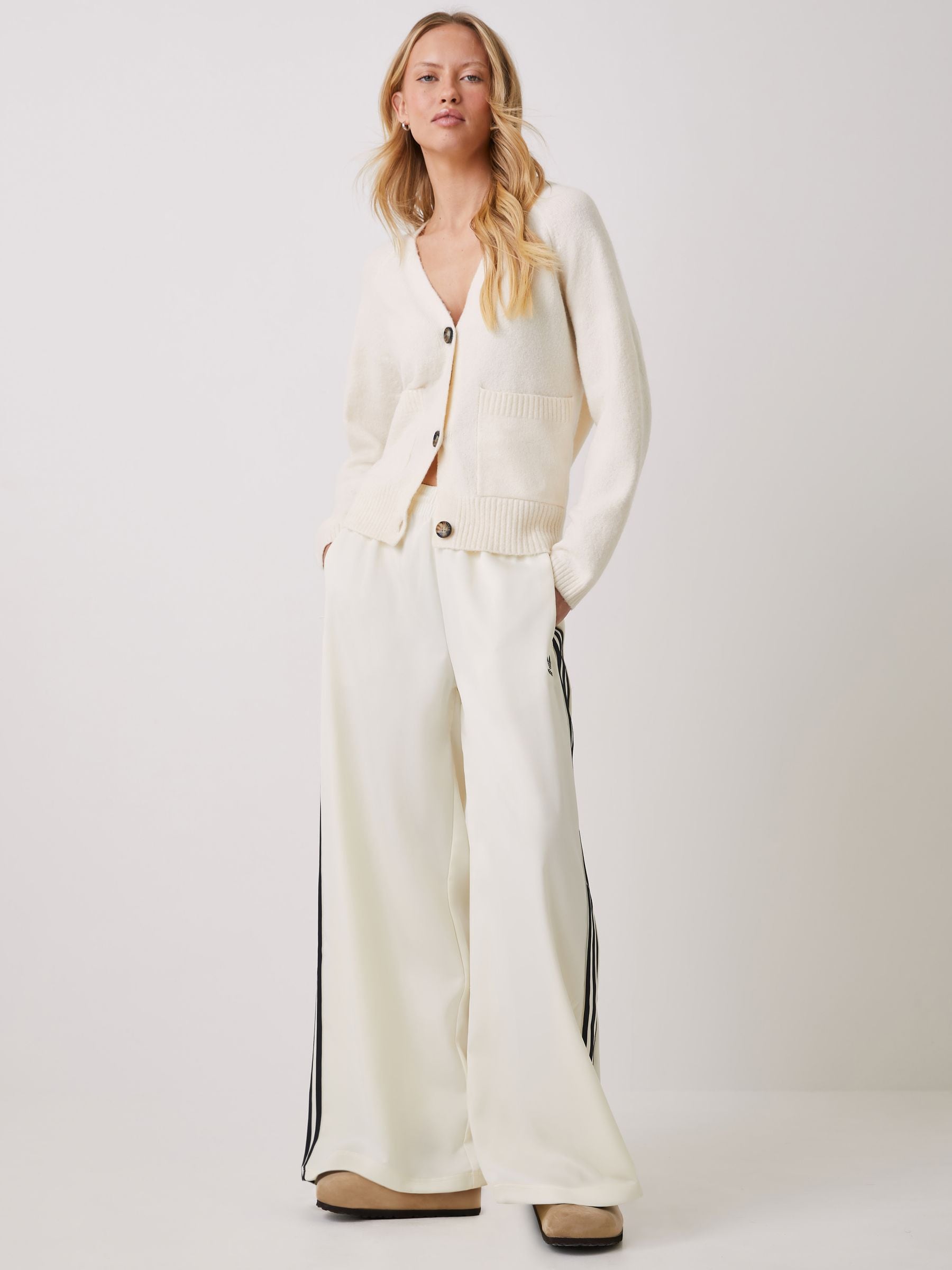 Buy adidas Originals White Adicolor Satin Wide Leg Joggers from