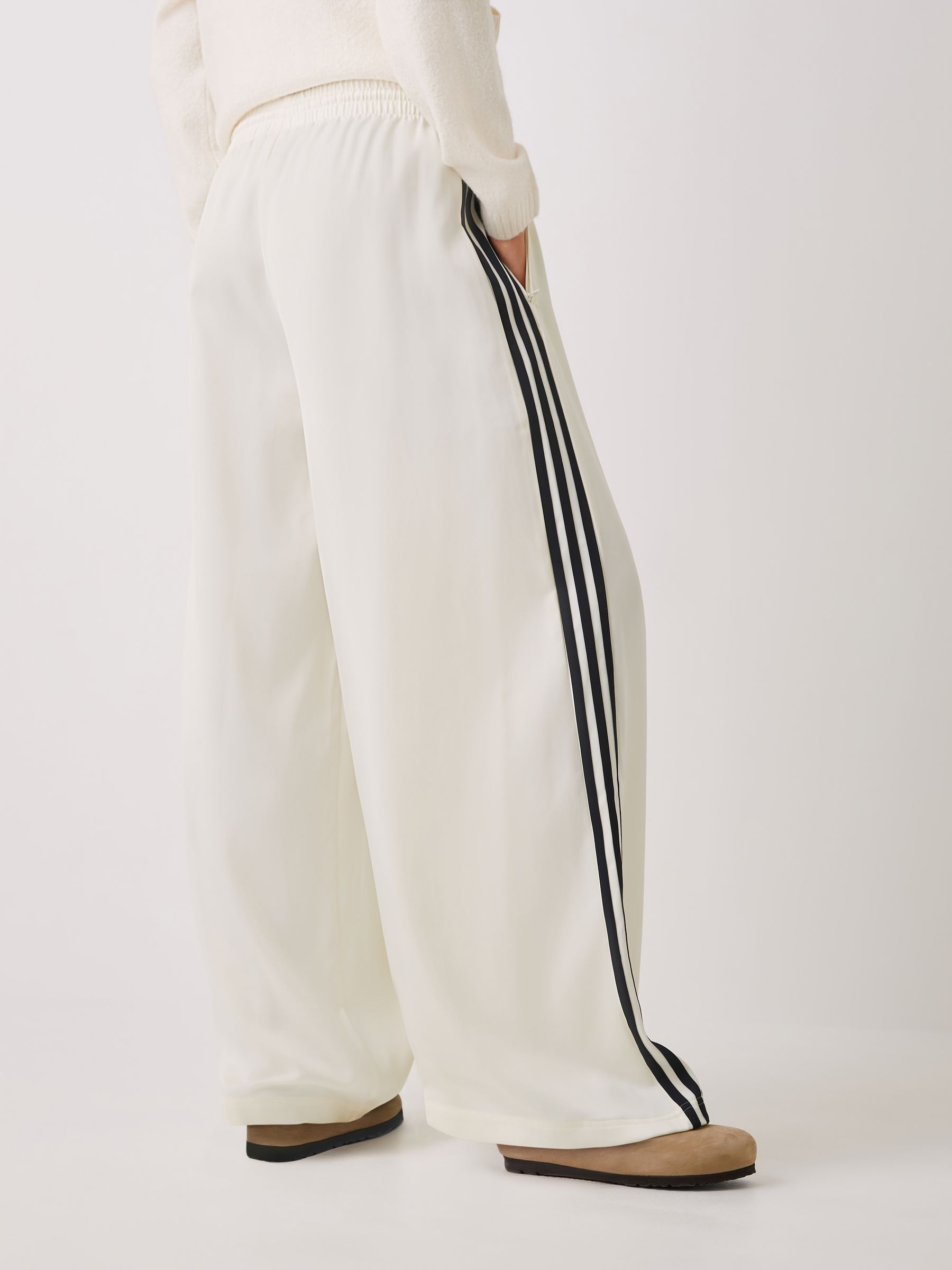 Buy adidas Originals White Adicolor Satin Wide Leg Joggers from