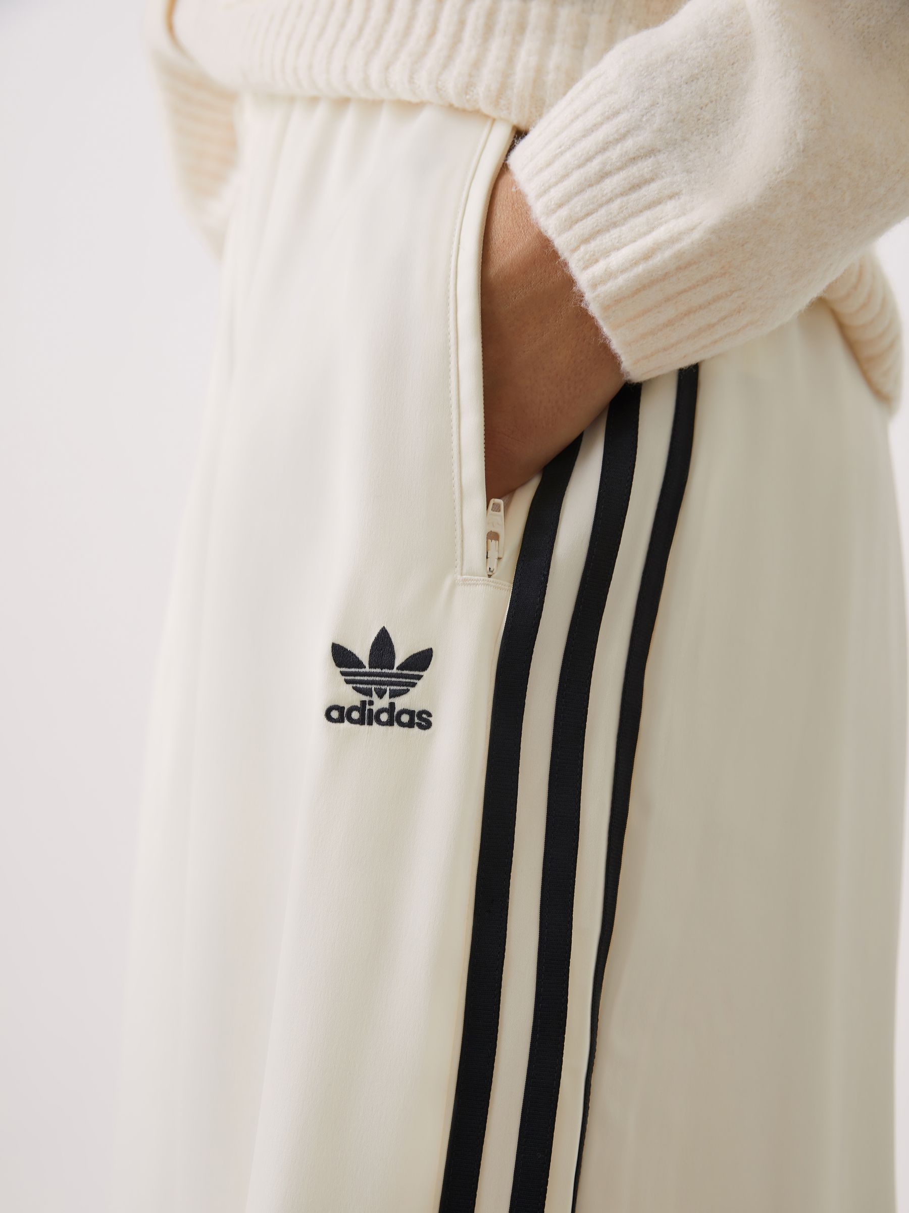 Buy adidas Originals White Adicolor Satin Wide Leg Joggers from