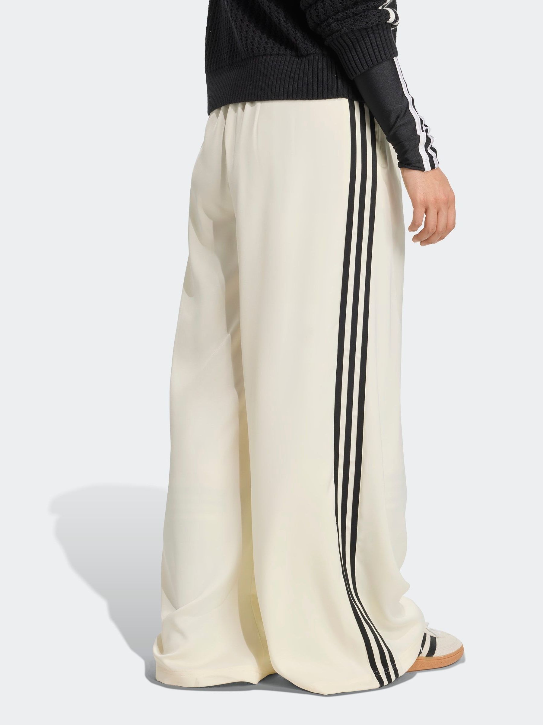 Buy adidas Originals White Adicolor Satin Wide Leg Joggers from