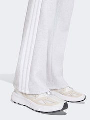 adidas Grey 3 Stripe Fleece Open Hem Joggers - Image 5 of 6