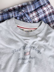 Superdry Grey T-Shirt and Check Trousers Set - Image 8 of 10