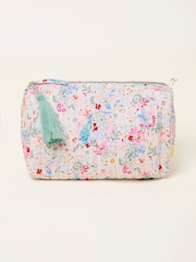 FatFace Ivory Bird Floral Quilted Wash Bag - Image 1 of 2