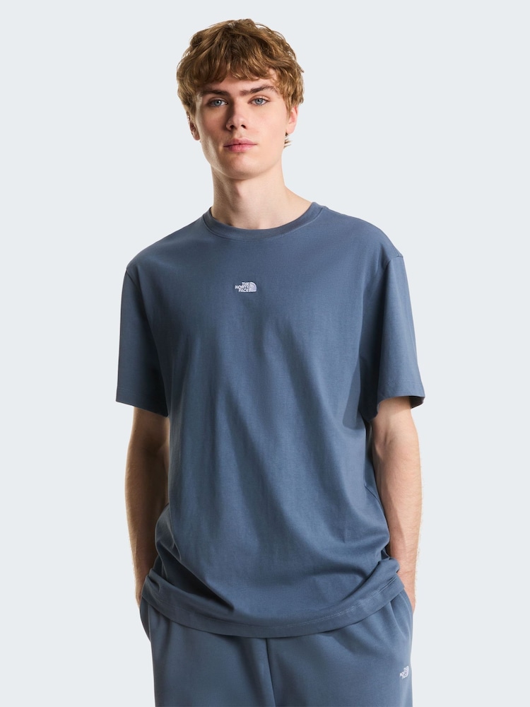 The North Face Blue Essential Central Logo Relaxed T-Shirt - Image 1 of 7 The North Face Blue Essential Central Logo Relaxed T-Shirt - Image 1 of 7