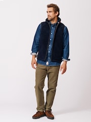 Aubin Blue Audley Wool Borg Gilet - Image 3 of 7