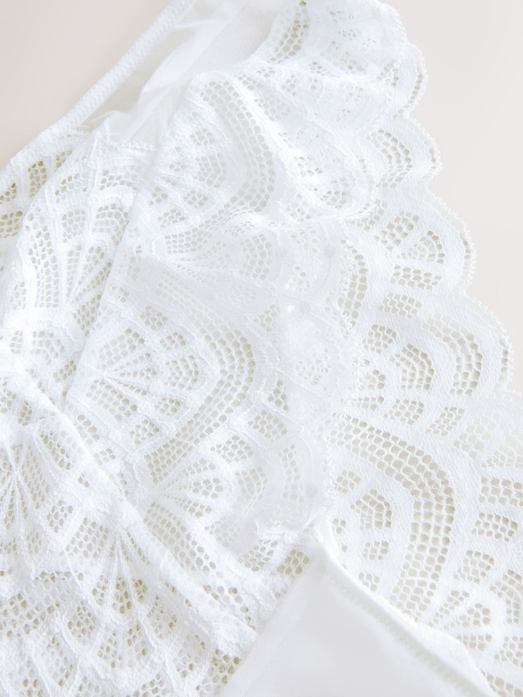 White High Rise High Leg Lace Knickers 2 Pack - Image 9 of 9