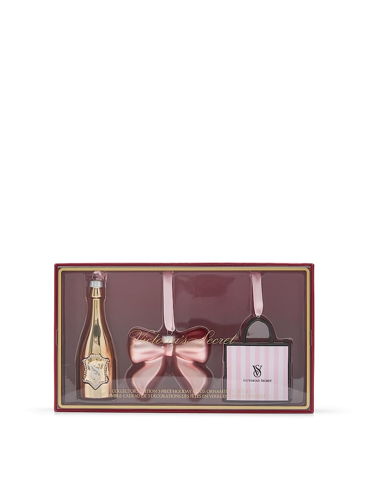 Victoria's Secret Pink Iconic Stripe Christmas Glass Ornament Gift Set - Image 1 of 2 Victoria's Secret Pink Iconic Stripe Christmas Glass Ornament Gift Set - Image 1 of 2