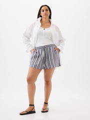 Gap Navy Blue Stripe Linen Blend Pull On Shorts - Image 1 of 5