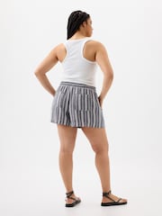 Gap Navy Blue Stripe Linen Blend Pull On Shorts - Image 2 of 5