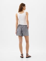 Gap Navy Blue Stripe Linen Blend Pull On Shorts - Image 4 of 5