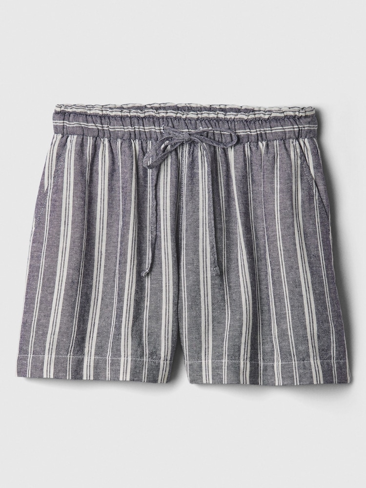 Gap Navy Blue Stripe Linen Blend Pull On Shorts - Image 5 of 5