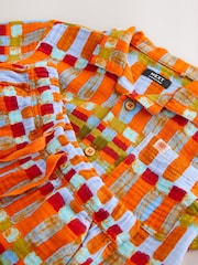 Multi Rust Stripe Short Sleeve Double Cloth Shirt & Shorts Set (3mths-10yrs) - Image 7 of 8