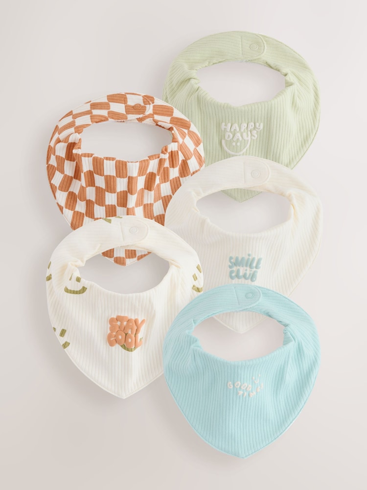 Green/Orange Baby Bibs 5 Pack - Image 1 of 8