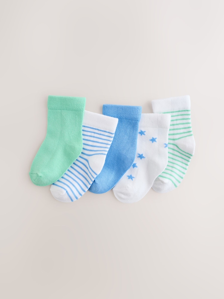 Green baby socks 5 pack (0mths-2yrs) - Image 1 of 3