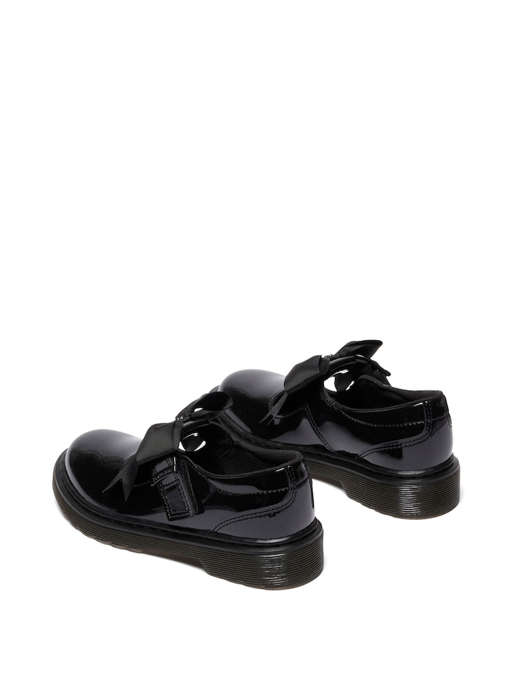 Dr. Martens Black Junior Polley Ii Bow Patent Lamper Shoes - Image 2 of 4