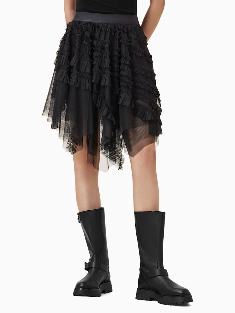 AllSaints Black Jayde Tulle Skirt - Image 2 of 9