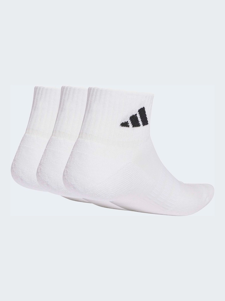 adidas White Cushioned Essential Ankle Socks 3 Pack - Image 2 of 4 adidas White Cushioned Essential Ankle Socks 3 Pack - Image 2 of 4