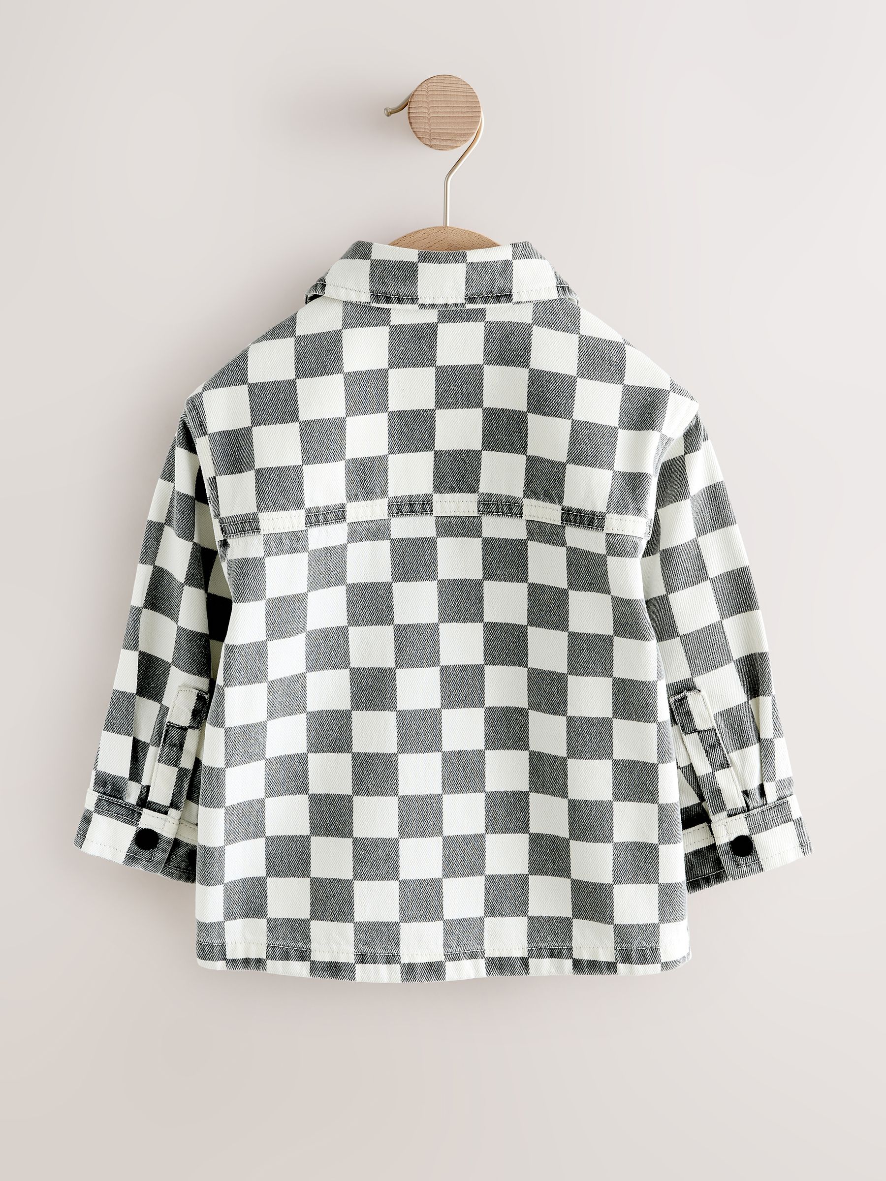Buy Grey/White Checkerboard Long Sleeve Zip Through Overshirt