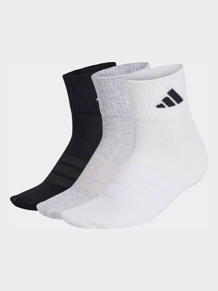 adidas Grey Thin Light Sportswear Ankle Socks 3 Pack - Image 1 of 4