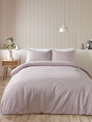 Catherine Lansfield Brushed Stripe Cotton Reversible Duvet Cover Set - Imagen 1 de 4
