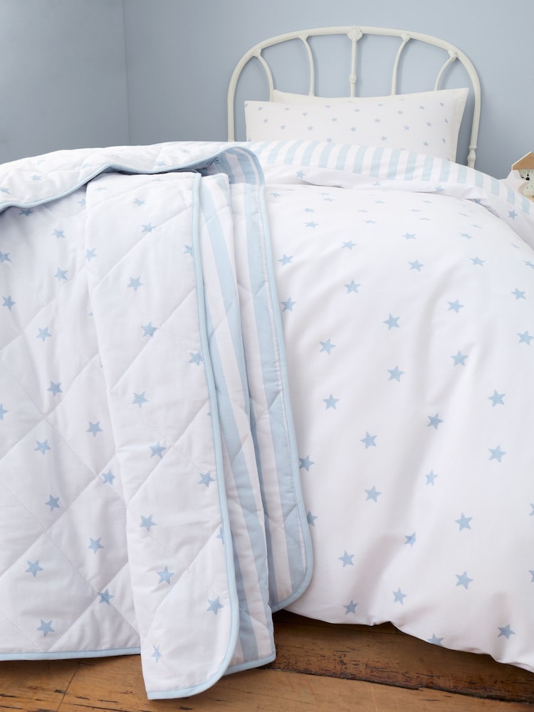 Bianca Blue Mini Star & Stripes Reversible Bedspread - Image 2 of 3