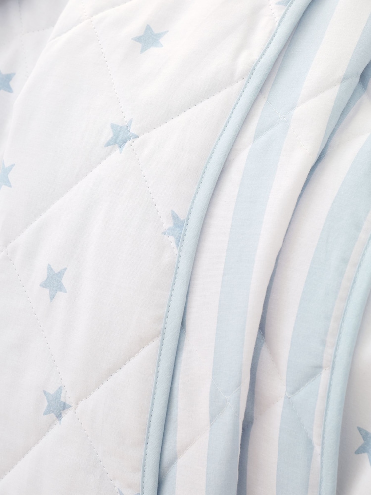 Bianca Blue Mini Star & Stripes Reversible Bedspread - Image 3 of 3